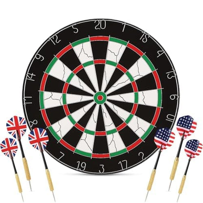 Toy Imagine18-Inch Double-Faced Bristle Dartboard with Needles Darts – Thick Tournament Dart Board for Adults & Kids – Indoor Outdoor Target Game for Family, Party, Office