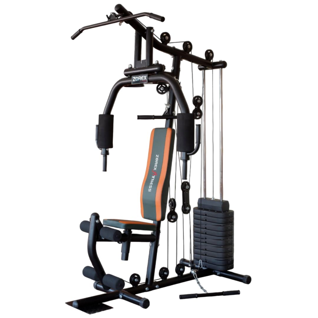 Zorex Fitness HGZ-1001 Round Pipe Multi-Gym Equipment for Home Workout with 72kg Weight Stack for Biceps, Triceps, Chest Press, LAT Pull Down, Leg Extension (Video Call Installation Assistance)