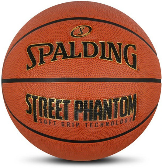 Spalding Street Phantom Outdoor Basketball – Size 7, Soft Grip Rubber, Deep Channel Street Ball for Concrete & Asphalt Courts