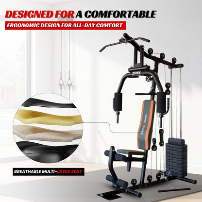 Zorex Fitness HGZ-1001 Round Pipe Multi-Gym Equipment for Home Workout with 72kg Weight Stack for Biceps, Triceps, Chest Press, LAT Pull Down, Leg Extension (Video Call Installation Assistance)