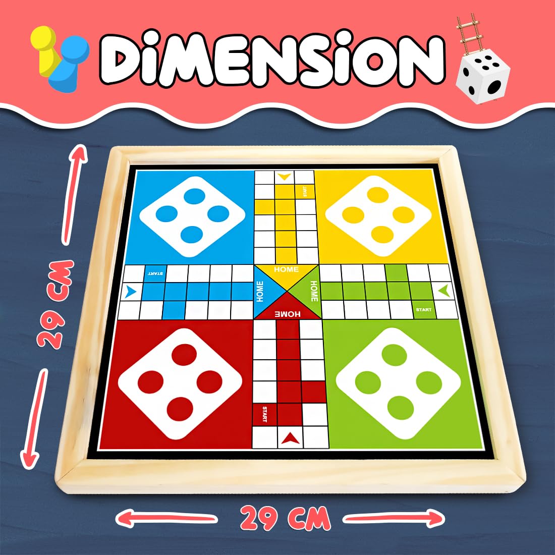 Wembley 2-in-1 Ludo Snake and Ladder Jumbo Wooden Board Game| Magnetic Ludo and Snake and Ladder Game Set| Vibrant Multiplayer Game for Kids & Adults| Smooth & Durable Indoor Board Game Set