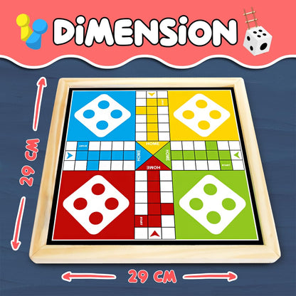 Wembley 2-in-1 Ludo Snake and Ladder Jumbo Wooden Board Game| Magnetic Ludo and Snake and Ladder Game Set| Vibrant Multiplayer Game for Kids & Adults| Smooth & Durable Indoor Board Game Set
