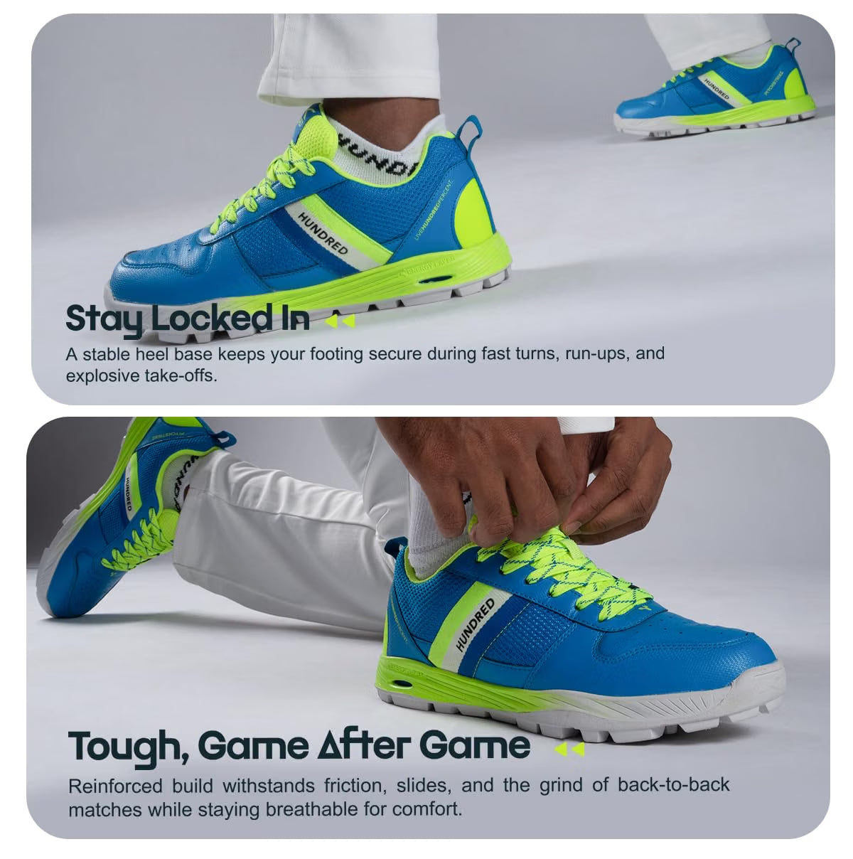 Hundred PitchStrike Cricket Shoes | Multi-Surface Grip with TerraSpike Outsole | Energy Layer Midsole for Cushioning and Support | Lightweight, Breathable