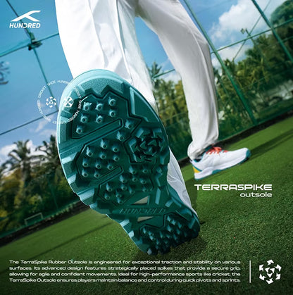 Hundred HyperDrive Cricket Shoes Men | TerraSpike Rubber Studs | Embedded Support Plate for Stability