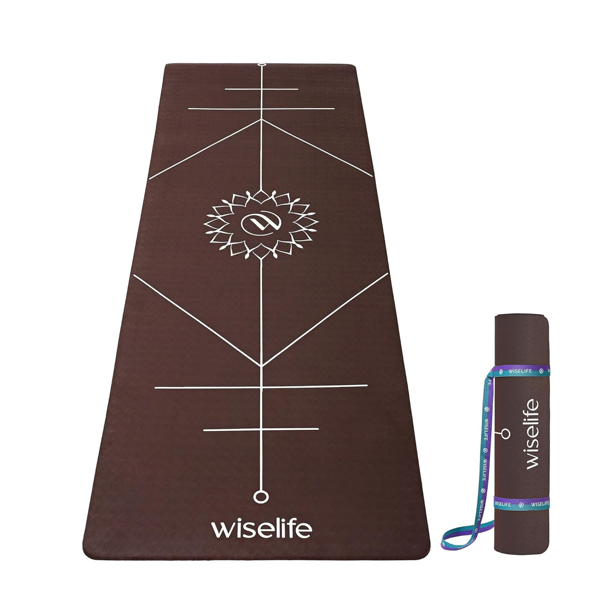 TRUE Body Alignment Yoga Mat + Sleek Yoga Strap for Men and Women | Non-Slip Textured Extra Wide & Thick | Pro Balance TPE Exercise Mat For Home, Pilates, Gym & Fitness (6mm, Green)