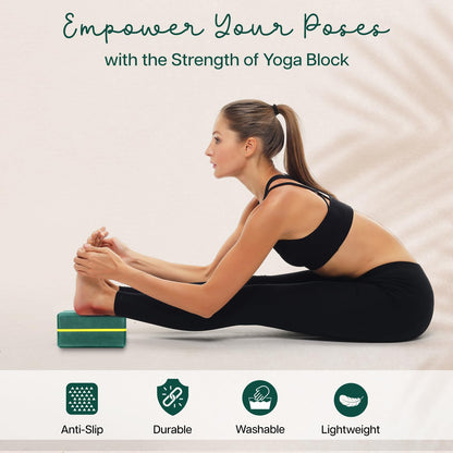 WiseLife Bottle Green Yoga Block | Yoga Brick, High Density Premium EVA Foam Material, Soft Surface for balance, support & performance, Yoga Props(Pack of 1, Extra Large Size)