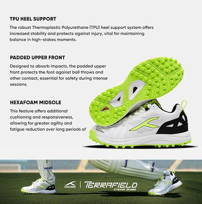Hundred TerraField Cricket Shoes | TerraSpike Rubber Studs | Embedded Support Plate for Stability | Lightweight & Durable