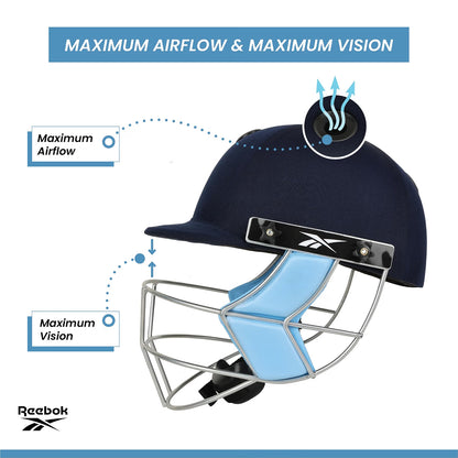 Reebok Super Drive Cricket Helmet (Adjustable Steel Grill), Lightweight)