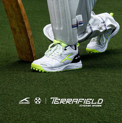 Hundred TerraField Cricket Shoes | TerraSpike Rubber Studs | Embedded Support Plate for Stability | Lightweight & Durable