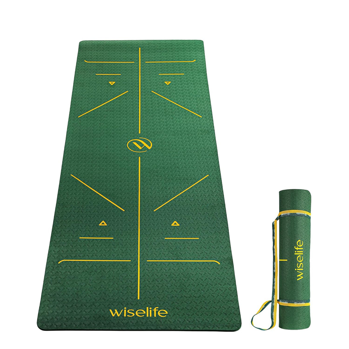 TRUE Body Alignment Yoga Mat + Sleek Yoga Strap for Men and Women | Non-Slip Textured Extra Wide & Thick | Pro Balance TPE Exercise Mat For Home, Pilates, Gym & Fitness (6mm, Green)