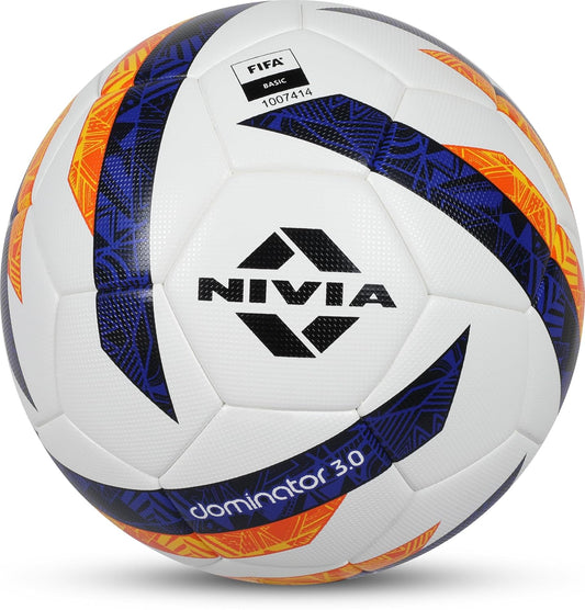 Nivia Dominator 3.0 Football, Match Ball, 32 Panels, Durable & Soft PU Leather, Butyl Fabric Wounded Bladder, FIFA Basic, to Play on Both Natural and Artificial Grass