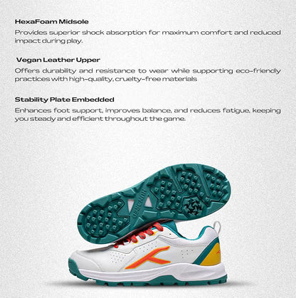 Hundred HyperDrive Cricket Shoes Men | TerraSpike Rubber Studs | Embedded Support Plate for Stability