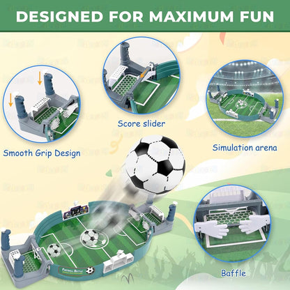 Kidology Football Table Interactive Game for Kids | Indoor Mini Football Board Game 2 Players | Portable Table Football Soccer Game Set with Balls, Goals & Controllers | Fun Sports Toy & Gift for Kids
