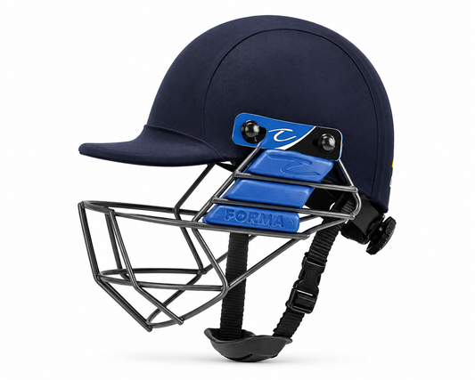 Forma Pro SRS MST MED Cricket Helmet | Professional Cricket Batting Helmet with Steel Visor | Navy