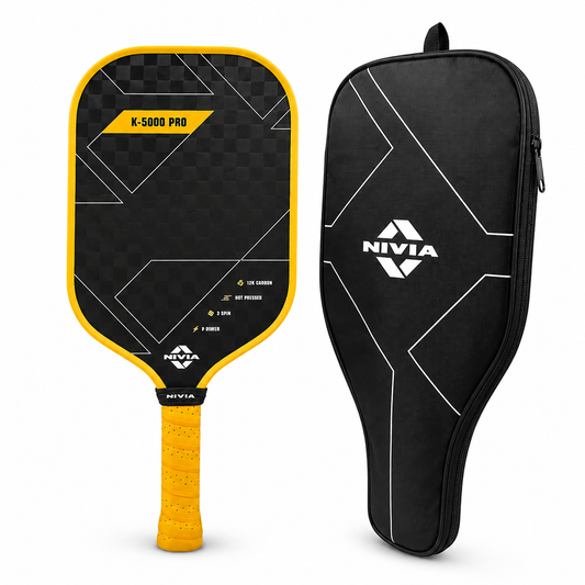 Nivia K-5000 Pro Pickleball Paddle | Professional Fiberglass Composite Pickleball Racket for Tournament & Training | Yellow