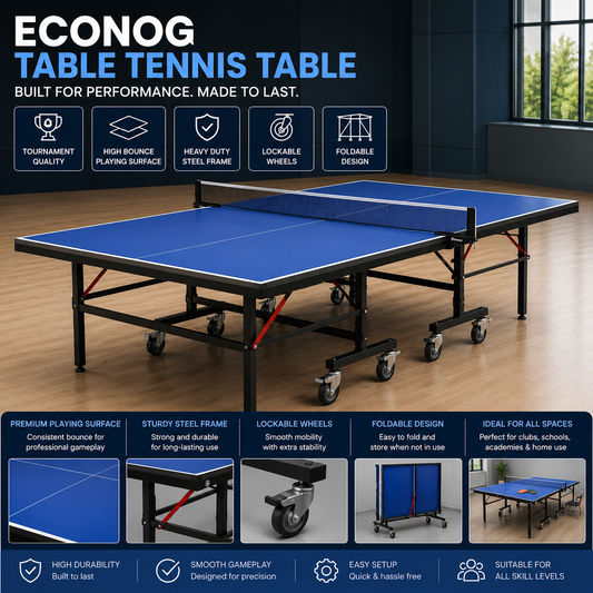 KTR Matco Econog Table Tennis Table | Professional Indoor Foldable TT Table | Heavy-Duty Practice & Tournament Table