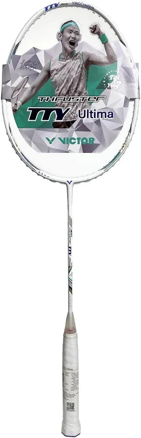 Victor Thruster TTY Ultima Badminton Racket | Professional High Modulus Graphite Power Racquet | White
